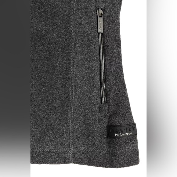 Calvin Klein Performance Women’s Fleece Vest Gray Large Zip Front High Collar - Picture 7 of 10